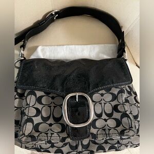 Coach Black Patent Flap Shoulder Bag
